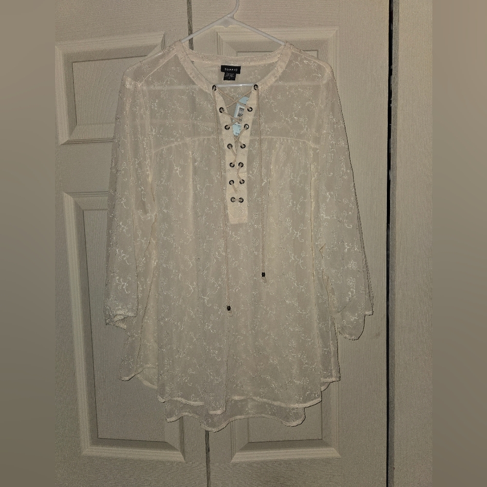 Torrid Cream Lace-Up Tunic